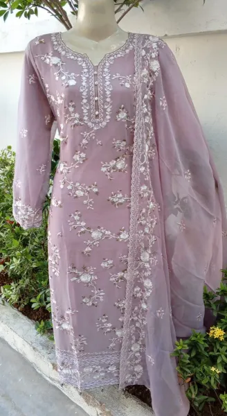 Pakistani Original Schick Chiffon Stitched 2 Pcs _ Mauve 